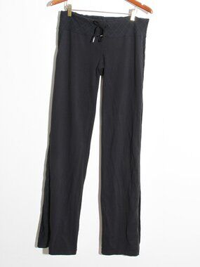 Lululemon Vintage Diamond Quilted Wide Leg Yoga Pants Black Low Rise Size 10